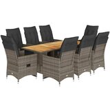 vidaXL Vrtna bistro garnitura 9-delna z blazinami siv poli ratan, (21274786) | Shoptok.si