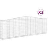 vidaXL Obokane gabion košare 3 kosi 400x30x120/140 cm pocinkano železo, (20758074) | Shoptok.si