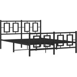 vidaXL Kovinski posteljni okvir z vzglavjem in vznožjem črn 135x190 cm | Shoptok.si