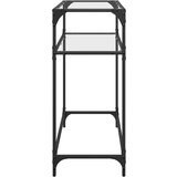 vidaXL Konzolna mizica s stekleno površino 80x35x81 cm jeklo | Shoptok.si