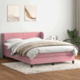 Box spring postelja z vzmetnico roza 140x220 cm žamet, (22011295) | Shoptok.si