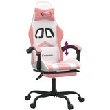  Gaming stol z oporo za noge belo in roza umetno usnje, (21377624) | Shoptok.si