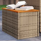  Vrtni bočni stolići 2 kom bež 55 x 34 x 37 cm poliratan i drvo | Eponuda.com