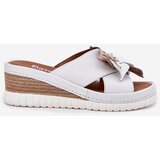 ARTIKER Leather Women's Wedge Sandals With Decorative Flower 52C0537 White | Shoptok.si