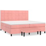  Box spring postelja z vzmetnico roza 200x200 cm žamet, (20896710) | Shoptok.si