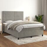 Maison Chic Box spring postelja - Vzmetna postelja z vzmetnico svetlo siva 140x200 cm žamet SL16247, (21895987) | Shoptok.si