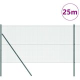 vidaXL varjena žičnata ograja s 13 stebri zelena 1.2x25 m jeklo | Shoptok.si