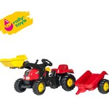Rolly Toys Traktor na pedale sa prikolicom i utovarivačem Rolly Kid-X crveni Cene
