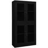 vidaXL Pisarniška omara črna 90x40x180 cm jeklo in kaljeno steklo | Shoptok.si