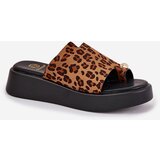 Boto Women's Platform Sandals With Low Wedge And Decorative Detail Leopard Print Brown Saqesse | shoptok.hr