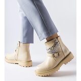 Gemre Beige ankle boots with decorative chains Mezzavia | shoptok.hr