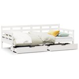 vidaXL Dnevna postelja s predali bela 90x190cm trdna borovina | Shoptok.si