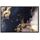  Slika - Marble and navy blue – abstract textured pattern inspired by the starry sky 60x40 U crnom drvenom okviru | shoptok.hr