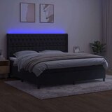  Box spring postelja z vzmetnico LED črna 200x200 cm žamet, (20761315) | Shoptok.si