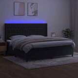  Box spring s madracem LED crni 200x200 cm baršun | shoptok.hr