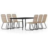  7-dijelni vrtni blagovaonski set boja hrasta Crna Dužina stola 200 cm | shoptok.hr