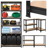 Bigstren metalni regal s 5 polica 220 x 100 x 45 cm, nosivost 1000 kg, crni | shoptok.hr