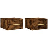 Maison Chic Stenski Dvo delni komplet Nočne omarice - Nočne mize dimljeni hrast 35x35x20 cm, (21689951) | Shoptok.si