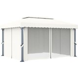  Sjenica sa zastorom 4 x 3 m krem bijela aluminijska | shoptok.hr