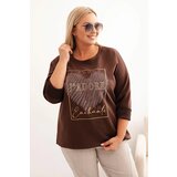 Kesi Włoski Women's Plus Size washed hoodie with a print graphite Cene