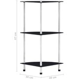 Police s 3 razine crne 30 x 30 x 67 cm od kaljenog stakla | shoptok.hr