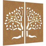 vidaXL Vrtni zidni ukrasi 2 kom 105x55 cm čelik COR-TEN uzorak stabla | shoptok.hr