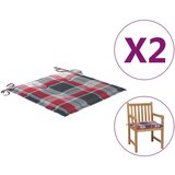 vidaXL Jastuci za vrtne stolice 2kom crveni karirani 50x50x3cm tkanina | shoptok.hr