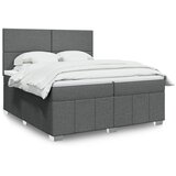 vidaXL Box spring postelja z vzmetnico temno siva 200x200 cm blago | Shoptok.si