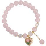 INF Zapestnica iz roza kroglic, nastavljivo srce Pink, (21247847) Cene