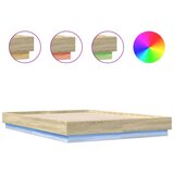 Maison Chic Posteljni okvir - Dvoposteljna postelja - Zakonska postelja z LED diodami sonoma hrast 140x200 cm, (21693686) Cene