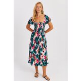 Cool & Sexy Women's Green Gimped Patterned Midi Dress | Eponuda.ba