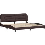  Posteljni okvir z LED lučkami temno rjav 200x200 cm blago, (21111602) | Shoptok.si