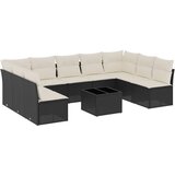  10-dijelni set vrtnih sofa s jastucima crni od poliratana Crna i krem | shoptok.hr