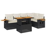  6-dijelni set vrtnih sofa s jastucima crni od poliratana bagrem | shoptok.hr