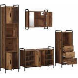  Set ormarića za kupaonicu 4 kom. Staro drvo 40 x 36 x 181 cm - Staro drvo Ormar ispod sudopera (1 vrata i 2 police) + viseći orm | shoptok.hr