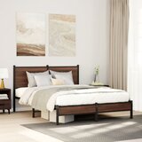 Maison Chic Kovinski Posteljni okvir - Dvoposteljna postelja - Zakonska postelja brez vzmetnice rjavi hrast 140x190 cm, (21694039) | Shoptok.si