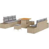  9-delni vrtni sofa set z blazinami Bež Poli ratan Akacija | Shoptok.si