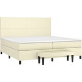  Box spring postelja z vzmetnico krem 200x200 cm umetno usnje, (20900237) | Shoptok.si