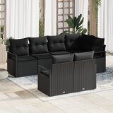 vidaXL 7-delni set kavčev za vrt z blazinami črn poli ratan | Shoptok.si