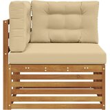  Vanjska kutna sofa Čvrsto drvo akacije Prirodna - Prirodno i bež kutna sofa | shoptok.hr