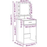  Toaletni stol s LED svjetlima - stari drvo 50x41x135 cm | shoptok.hr