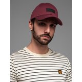 Ombre Men's baseball cap with visor and rectangular patch - maroon Cene