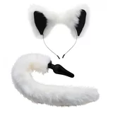 Tailz Komplet analnega čepa in ušes White Fox, bel