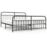 The Living Store Kovinski posteljni okvir z vzglavjem in vznožjem črn 193x203 cm - Posteljni Okvir, (21528700) | Shoptok.si
