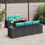  Vrtna sedežna garnitura 6-delna z blazinami črna poli ratan, (22048232) | Shoptok.si