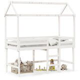 Maison Chic Postelja za odrasle - Posteljni Okvir z lestvijo in streho bel 80x200 cm borovina, (22082626) | Shoptok.si
