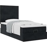 vidaXL Otomanski posteljni okvir z vzmetnicami črn 100x200cm žamet | Shoptok.si