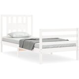 The Living Store Posteljni okvir z vzglavjem bel 90x200 cm trden les - Posteljni Okvir, (21526379) | Shoptok.si