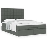 vidaXL Otomanski posteljni okvir z vzmetnico siv 140x200 cm blago | Shoptok.si