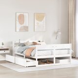 vidaXL Posteljni okvir brez vzmetnice bel 140x200 cm trdna borovina Cene